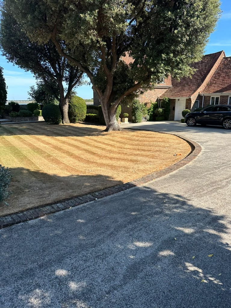 Lawn mowing and driveway edging at a property in Waterlooville